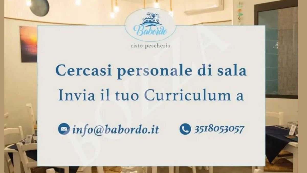 Cercasi cameriere o cameriera di sala per Babordo Risto-Pescheria a Battipaglia – invia il tuo curriculum a info@babordo.it