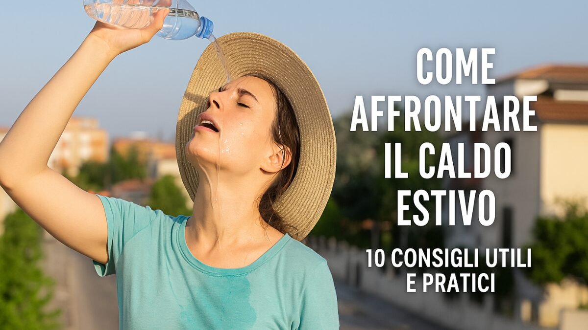 Donna si rinfresca con acqua in una giornata di caldo estivo